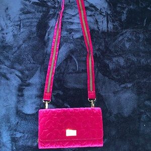 Raspberry velour Betsy Johnson cross body bag